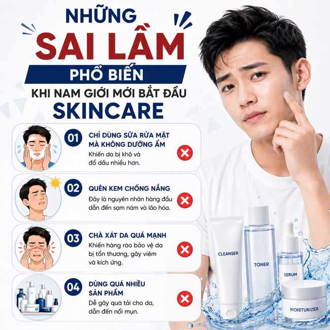 Những sai lầm phổ biến khi nam giới mới bắt đầu skincare