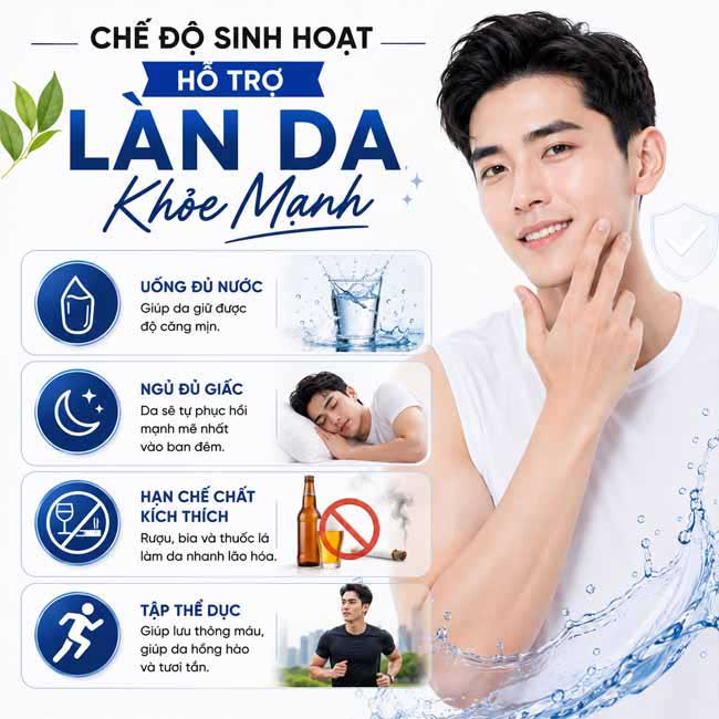 Chế độ sinh hoạt hỗ trợ làn da khỏe mạnh