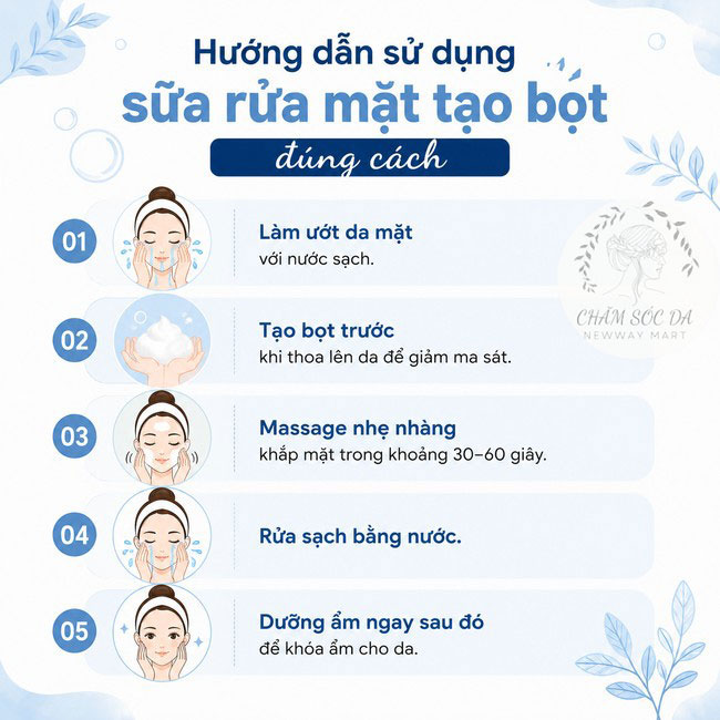 Hướng dẫn sử dụng sữa rửa mặt tạo bọt đúng cách